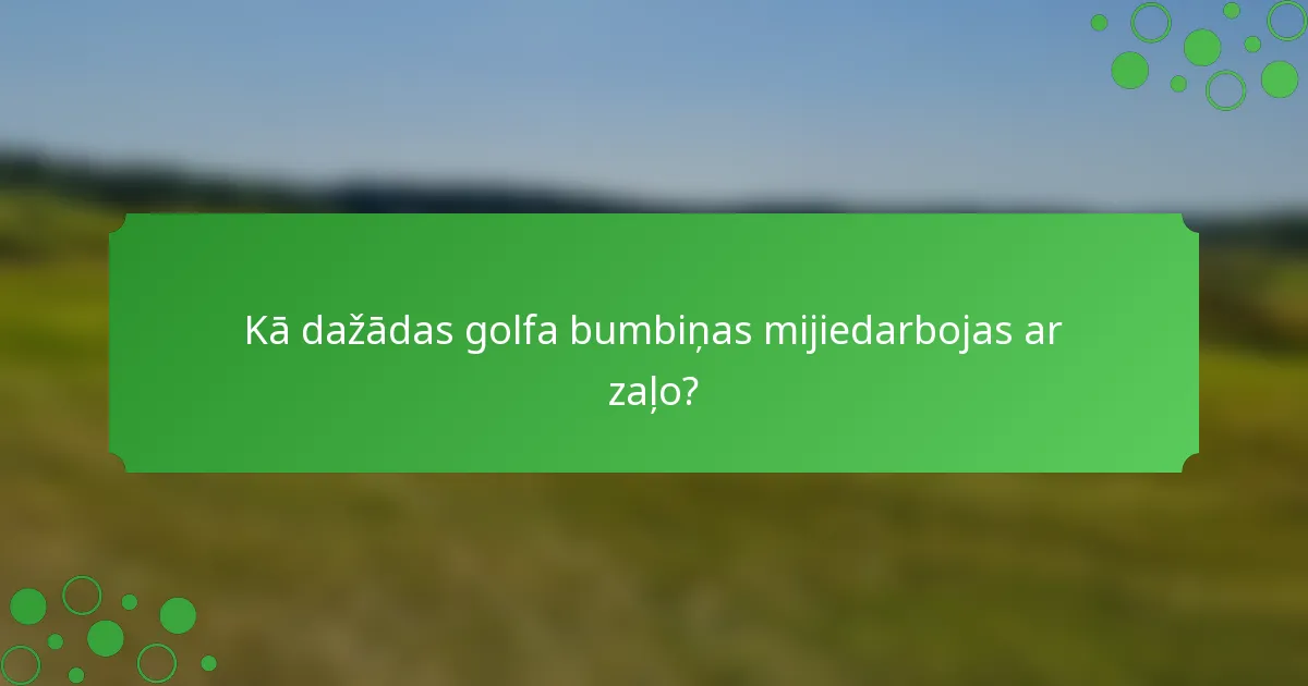 Kā dažādas golfa bumbiņas mijiedarbojas ar zaļo?