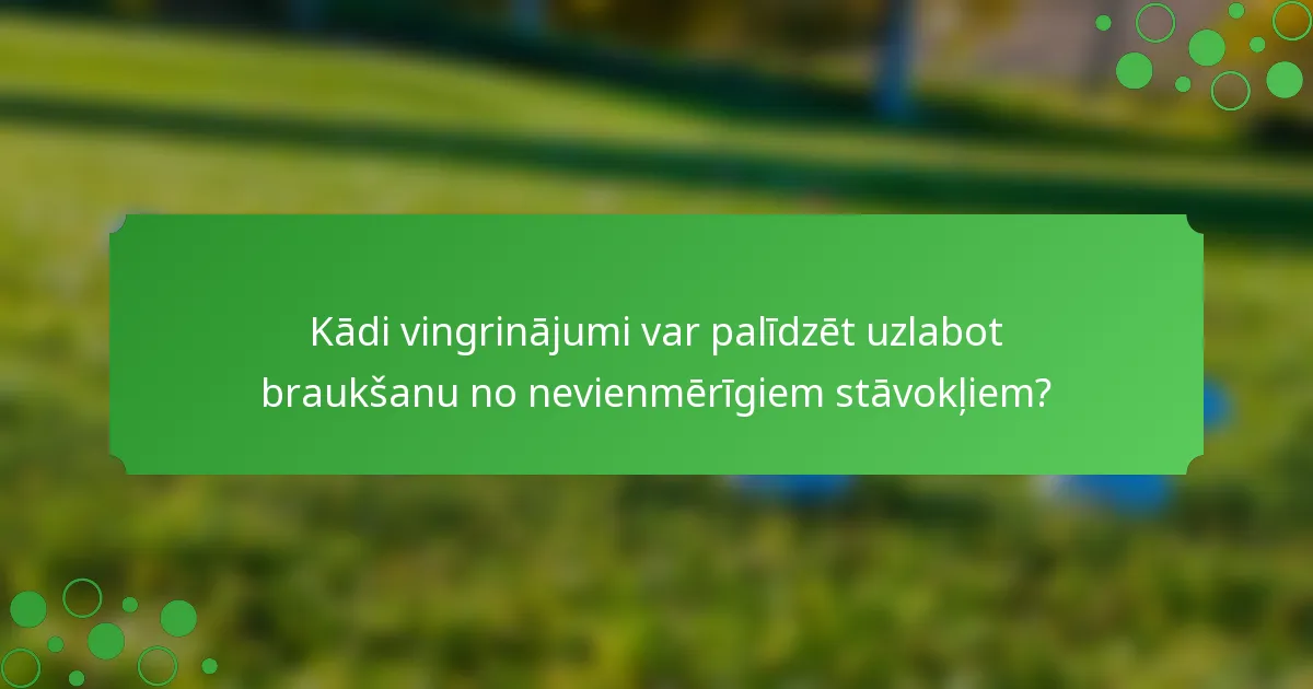 Kādi vingrinājumi var palīdzēt uzlabot braukšanu no nevienmērīgiem stāvokļiem?